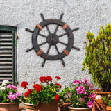 Maxbell Maxbell Nautical Ship Steering Wheel Door Hanging Ornament Boat Steering Beach Theme A