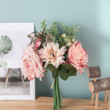 Maxbell Artificial Flowers Bouquet Wedding Flowers for Centerpieces Desktop Garden Pink