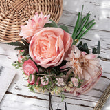 Maxbell Artificial Flowers Bouquet Wedding Flowers for Centerpieces Desktop Garden Pink