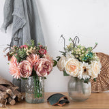 Maxbell Artificial Flowers Bouquet Wedding Flowers for Centerpieces Desktop Garden Pink