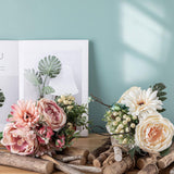 Maxbell Artificial Flowers Bouquet Wedding Flowers for Centerpieces Desktop Garden Pink