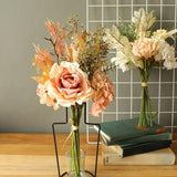 Maxbell Romantic Artificial Flowers Bouquet Arrangement for Wedding Kitchen Pink