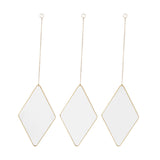Maxbell 3Pcs Diamond Shape Wall Hanging Mirror Decorative Chain Mirrors for Home