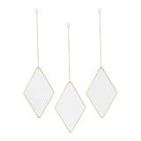 Maxbell 3Pcs Diamond Shape Wall Hanging Mirror Decorative Chain Mirrors for Home