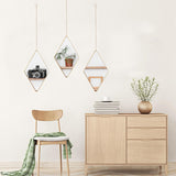 Maxbell 3Pcs Diamond Shape Wall Hanging Mirror Decorative Chain Mirrors for Home