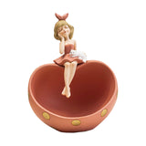 Maxbell Desk Resin Girl Statue Tray Ornament Hallways Entrance Organizer Container Pink