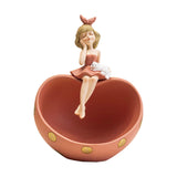 Maxbell Desk Resin Girl Statue Tray Ornament Hallways Entrance Organizer Container Pink