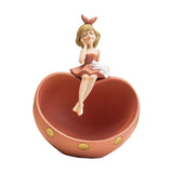 Maxbell Desk Resin Girl Statue Tray Ornament Hallways Entrance Organizer Container Pink