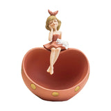 Maxbell Desk Resin Girl Statue Tray Ornament Hallways Entrance Organizer Container Pink