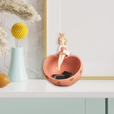 Maxbell Desk Resin Girl Statue Tray Ornament Hallways Entrance Organizer Container Pink