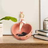 Maxbell Desk Resin Girl Statue Tray Ornament Hallways Entrance Organizer Container Pink