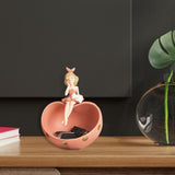 Maxbell Desk Resin Girl Statue Tray Ornament Hallways Entrance Organizer Container Pink
