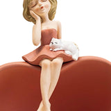 Maxbell Desk Resin Girl Statue Tray Ornament Hallways Entrance Organizer Container Pink