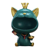 Maxbell Modern Cat Statue Storage Box Resin Key Holder Desk Organizer Home Decor Green