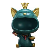 Maxbell Modern Cat Statue Storage Box Resin Key Holder Desk Organizer Home Decor Green