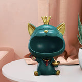 Maxbell Modern Cat Statue Storage Box Resin Key Holder Desk Organizer Home Decor Green