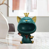 Maxbell Modern Cat Statue Storage Box Resin Key Holder Desk Organizer Home Decor Green
