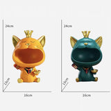 Maxbell Modern Cat Statue Storage Box Resin Key Holder Desk Organizer Home Decor Green