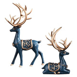 Maxbell Reindeer Statue Collectable Deer Figurine for Cabinet Restaurant Tabletop Blue