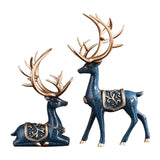 Maxbell Reindeer Statue Collectable Deer Figurine for Cabinet Restaurant Tabletop Blue
