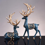 Maxbell Reindeer Statue Collectable Deer Figurine for Cabinet Restaurant Tabletop Blue