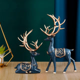 Maxbell Reindeer Statue Collectable Deer Figurine for Cabinet Restaurant Tabletop Blue