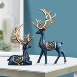 Maxbell Reindeer Statue Collectable Deer Figurine for Cabinet Restaurant Tabletop Blue