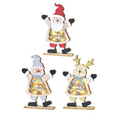 Maxbell LED Wooden Christmas Table Decoration Battery Powered Indoor Decor Santa