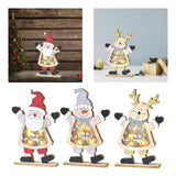Maxbell LED Wooden Christmas Table Decoration Battery Powered Indoor Decor Santa