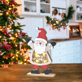 Maxbell LED Wooden Christmas Table Decoration Battery Powered Indoor Decor Santa