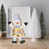 Maxbell LED Wooden Christmas Table Decoration Battery Powered Indoor Decor Snowman