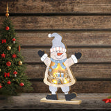 Maxbell LED Wooden Christmas Table Decoration Battery Powered Indoor Decor Snowman