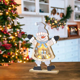 Maxbell LED Wooden Christmas Table Decoration Battery Powered Indoor Decor Snowman