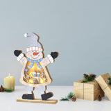 Maxbell LED Wooden Christmas Table Decoration Battery Powered Indoor Decor Snowman