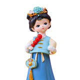 Maxbell Traditional Chinese Girls Statue Sculpture Entryway Window Resin Figurines Candied Haws