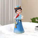 Maxbell Traditional Chinese Girls Statue Sculpture Entryway Window Resin Figurines Candied Haws