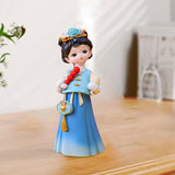 Maxbell Traditional Chinese Girls Statue Sculpture Entryway Window Resin Figurines Candied Haws