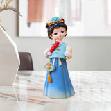Maxbell Traditional Chinese Girls Statue Sculpture Entryway Window Resin Figurines Candied Haws