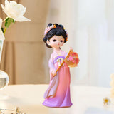 Maxbell Traditional Chinese Girls Statue Sculpture Entryway Window Resin Figurines Lantern