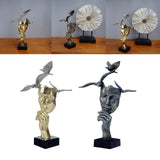 Maxbell Modern Thinker Statue Half Face Figurine Artworks Decor Abstract for Table Aureate