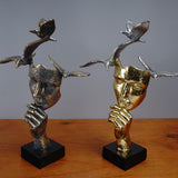 Maxbell Modern Thinker Statue Half Face Figurine Artworks Decor Abstract for Table Aureate