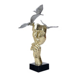 Maxbell Modern Thinker Statue Half Face Figurine Artworks Decor Abstract for Table Aureate