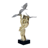Maxbell Modern Thinker Statue Half Face Figurine Artworks Decor Abstract for Table Aureate