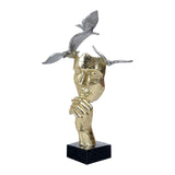 Maxbell Modern Thinker Statue Half Face Figurine Artworks Decor Abstract for Table Aureate