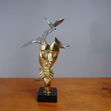 Maxbell Modern Thinker Statue Half Face Figurine Artworks Decor Abstract for Table Aureate