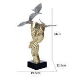 Maxbell Modern Thinker Statue Half Face Figurine Artworks Decor Abstract for Table Aureate