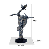 Maxbell Modern Thinker Statue Half Face Figurine Artworks Decor Abstract for Table Bronze