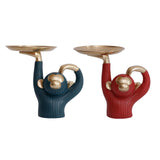 Maxbell Nordic Style Monkey Statue Storage Tray Sundries Container for Home Entryway Green