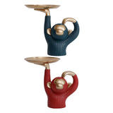 Maxbell Nordic Style Monkey Statue Storage Tray Sundries Container for Home Entryway Green