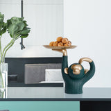 Maxbell Nordic Style Monkey Statue Storage Tray Sundries Container for Home Entryway Green